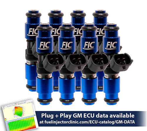 2150cc (240 lbs/hr at OE 58 PSI fuel pressure) FIC Fuel Injector Clinic Injector Set for LS1 engines (High-Z) (is301-2150h) (With Plug and Play Adapters)