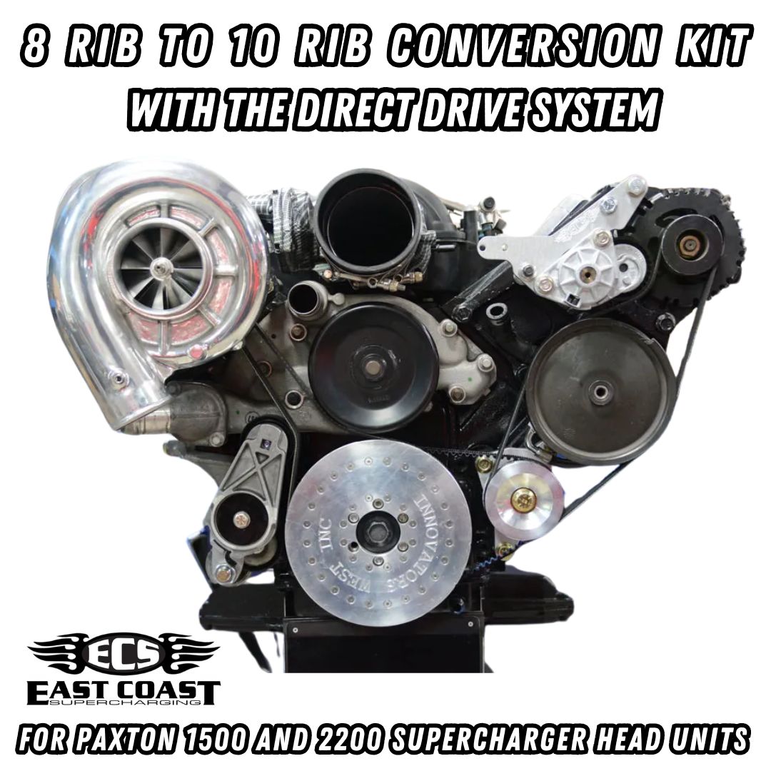 8 Rib To 10 Rib Conversion Kit With Direct Drive System With 10 Rib 3.75 Supercharger Pulley