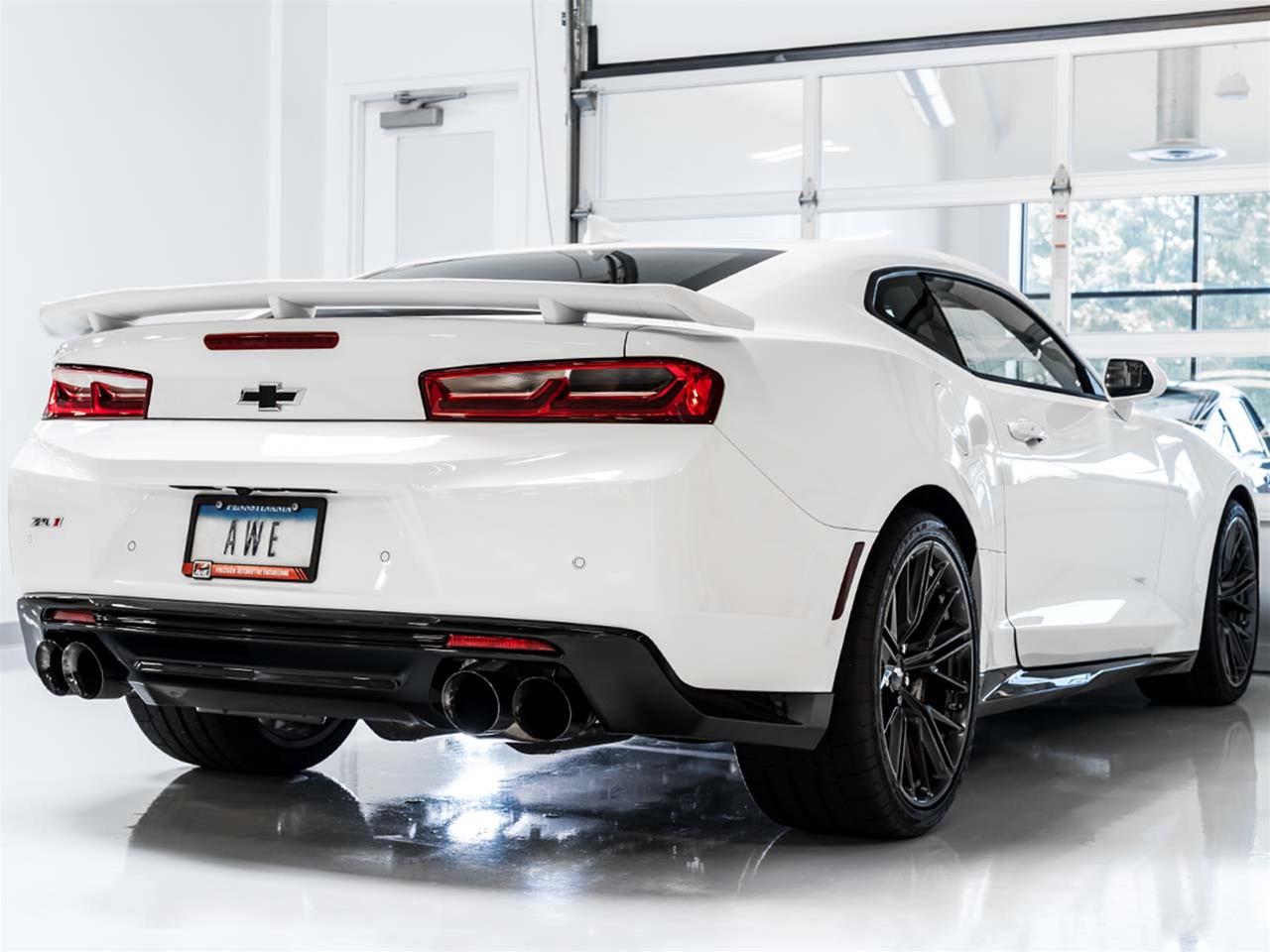 2016 - 2024 Camaro AWE Track Exhaust System Quad Tip Black
