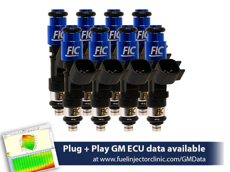 650cc (72 lbs/hr at OE 58 PSI fuel pressure) FIC Fuel Injector Clinic Injector Set for LS1 engines (High-Z) (is301-0650h) (With Plug and Play Adapters)