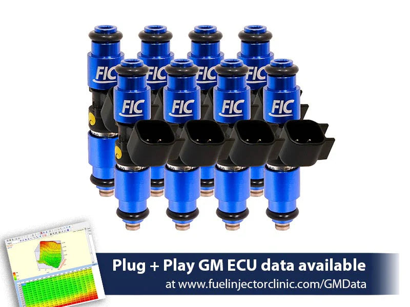 1440cc (160 lbs/hr at OE 58 PSI fuel pressure) FIC Fuel Injector Clinic Injector Set for LS1 engines (High-Z) (is301-1440h) (With Plug and Play Adapters)