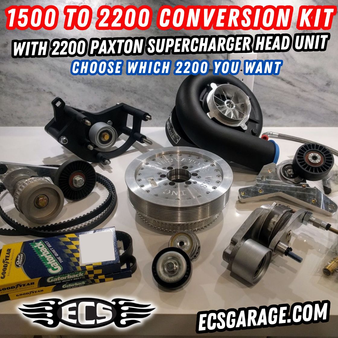 1500 to 2200 Paxton head unit conversion kit with 10 rib Direct drive