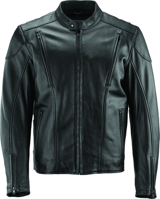 River Road Race Leather Jacket Black - Medium