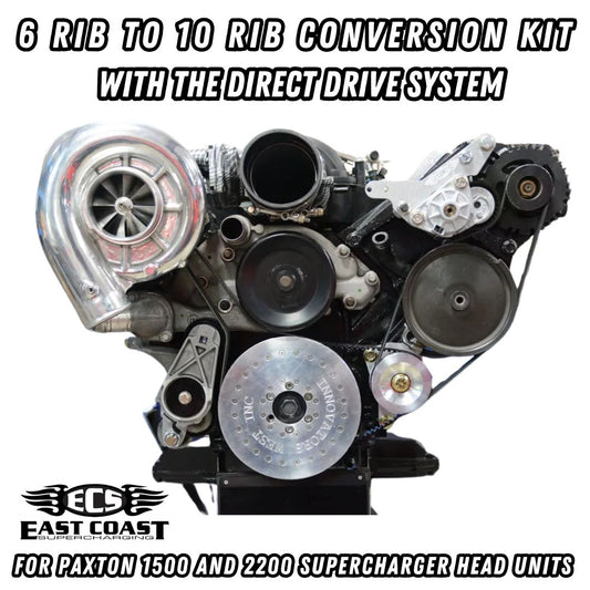 6 Rib To 10 Rib Conversion Kit Direct Drive System With 10 Rib 2.95 or 2.75 Supercharger Pulley