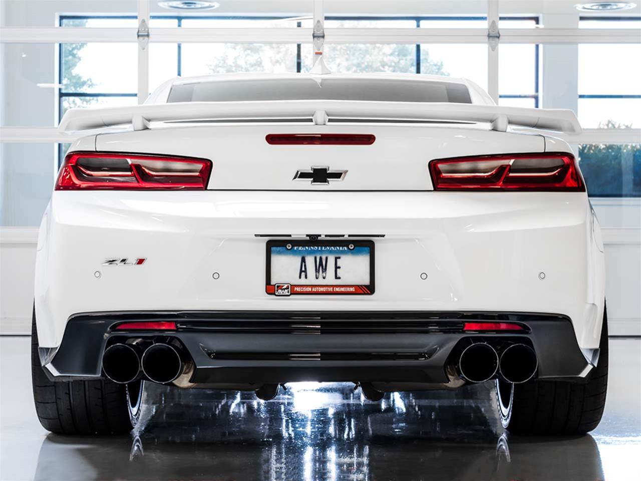 2016 - 2024 Camaro AWE Track Exhaust System Quad Tip Black